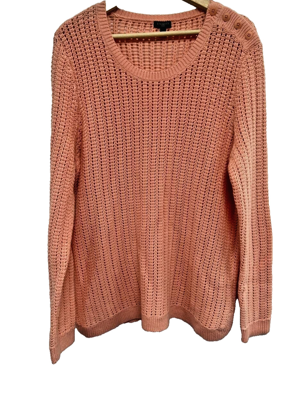 Talbots knitted crochet Sweater Stitch Sweater Space lambswool Orange 1X A000135